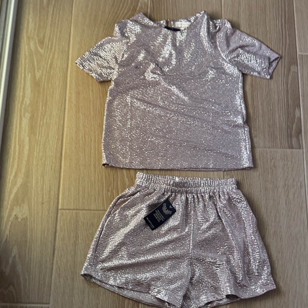 Shimmering Pink-Silver Two-Piece Set